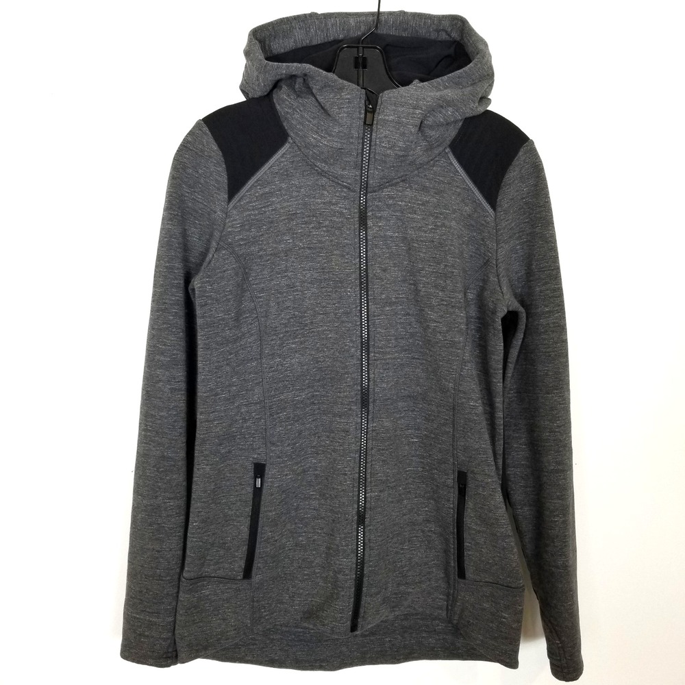 Athleta Women Stronger Hoodie Zip Up Sz M Grey Heather‎ Space Athletic Casual